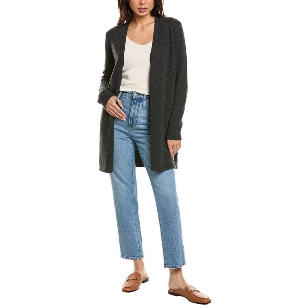 The Cashmere Project Womens  Classic Open 100% Cashmere Cardigan, Grey